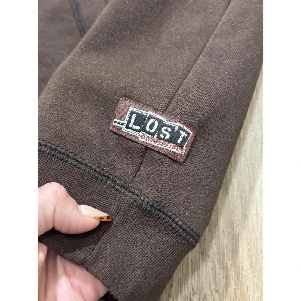 Y2K Lost Enterprises Surfboard Brown Zip Up Hoodie Size M - Picture 4 of 13